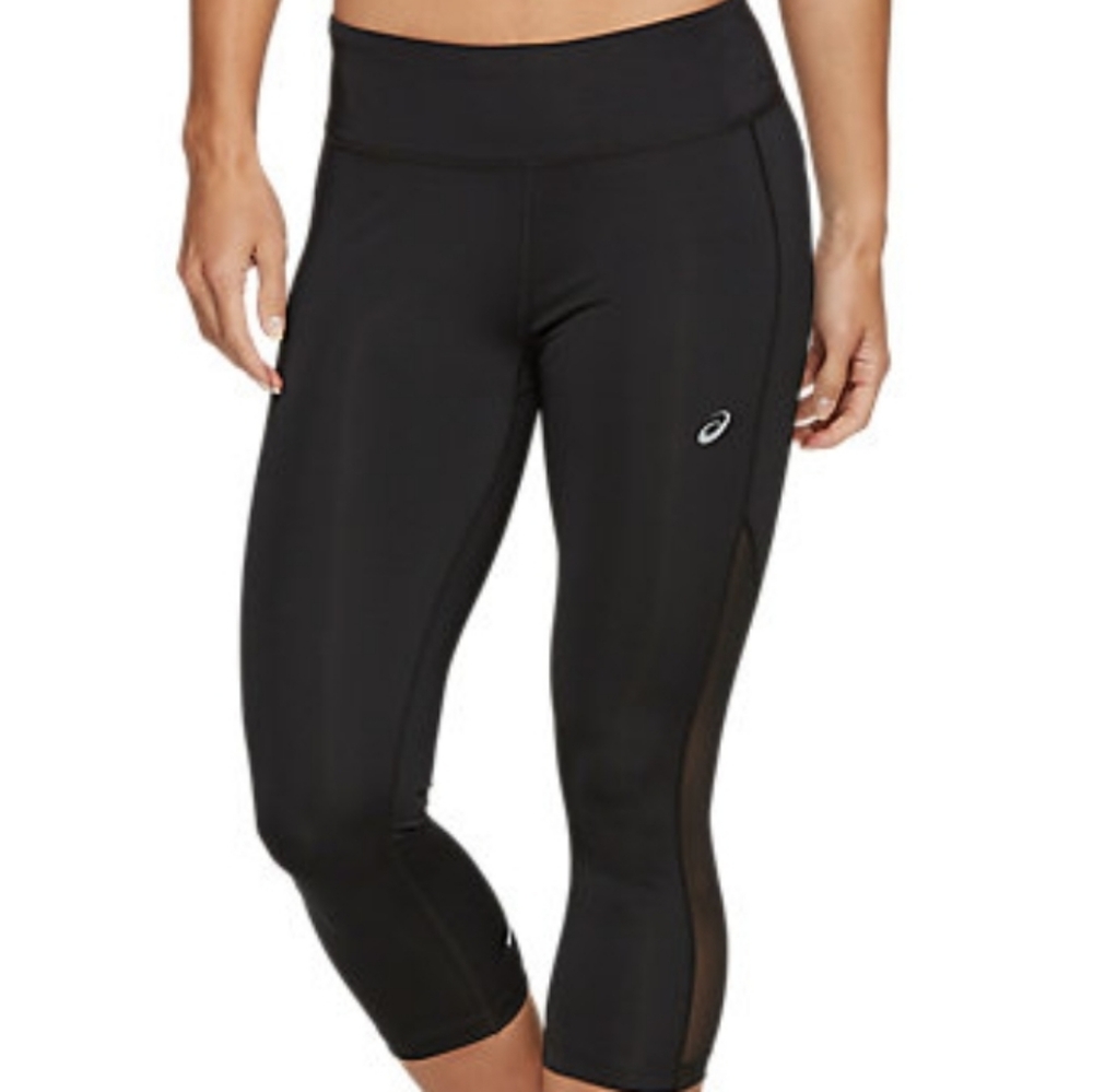 ASICS CAPRI LEGGINGS BLACK MESH SIZE LARGE - Picture 2 of 9
